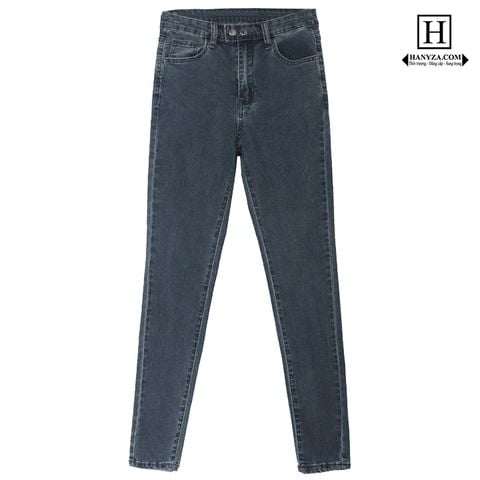 Quần jean nữ ống bút chì 2 khuy ngang