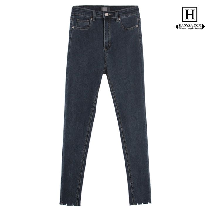 Quần jean nữ co giãn ống bút chì eo cao