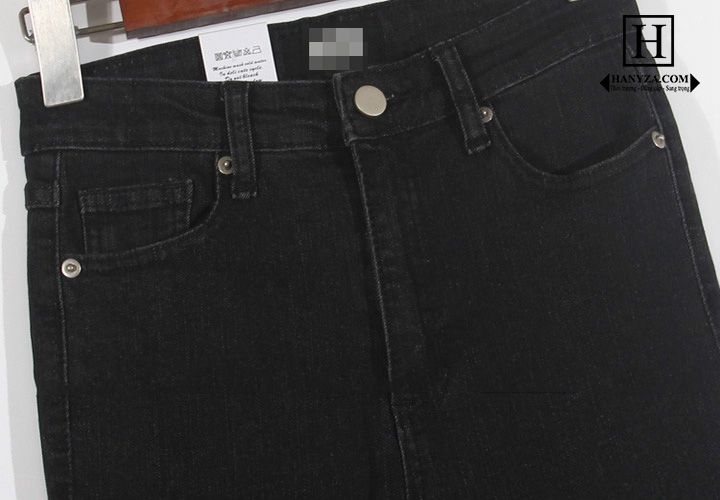 Quần jean nữ co giãn ống bút chì eo cao