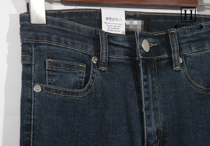 Quần jean nữ co giãn ống bút chì eo cao