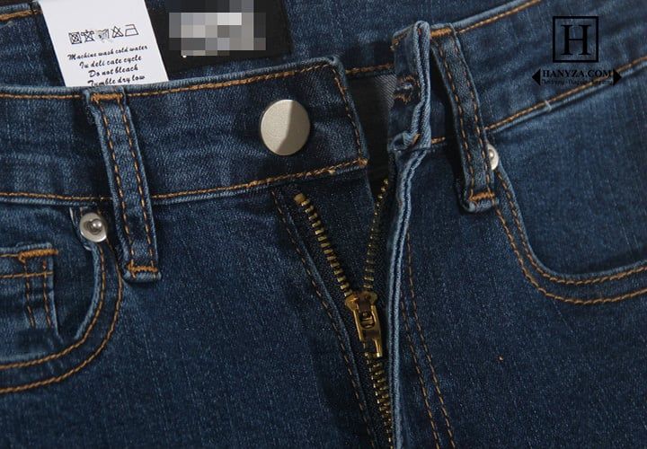 Quần jean nữ co giãn ống bút chì eo cao