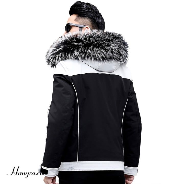 Áo khoác nam lót lông chồn phối màu