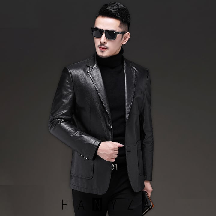 Áo blazer da bò nam cao cấp 2 nút cài 19-504