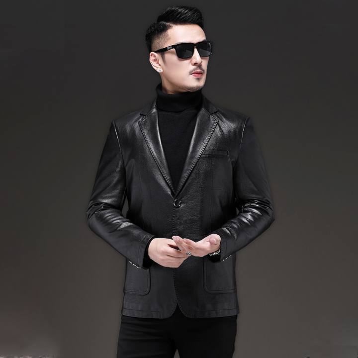 Áo blazer da bò nam cao cấp 2 nút cài 19-504