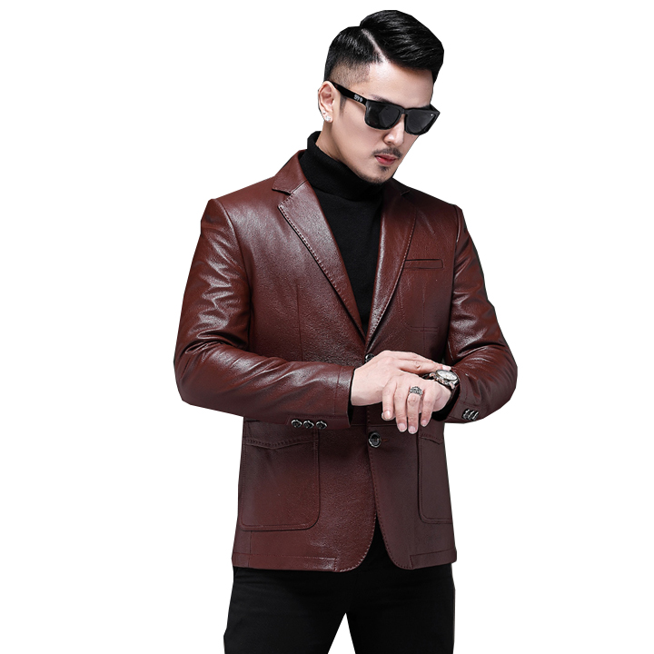 Áo blazer da bò nam cao cấp 2 nút cài 19-504