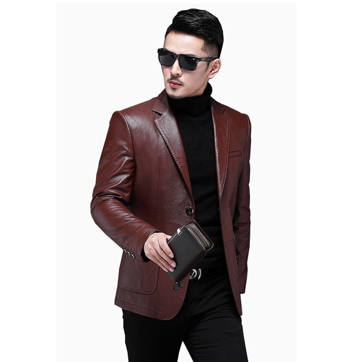 Áo blazer da bò nam cao cấp 2 nút cài 19-504