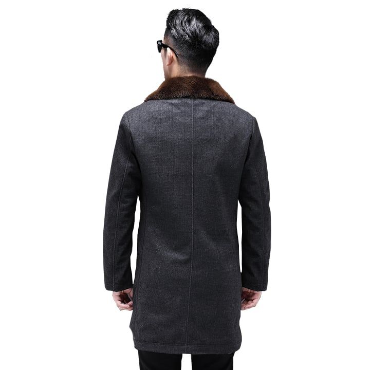 Áo khoác nam dáng dài lót lông thỏ 19-704