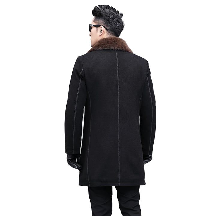 Áo khoác nam dáng dài lót lông thỏ 19-704