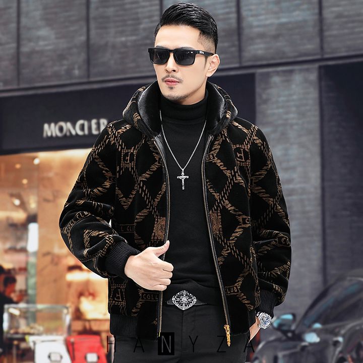 Áo khoác nam lông cừu liền mũ C117A3309