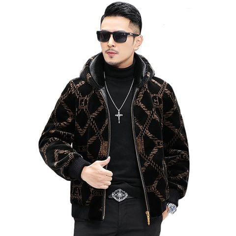 Áo khoác nam lông cừu liền mũ C117A3309