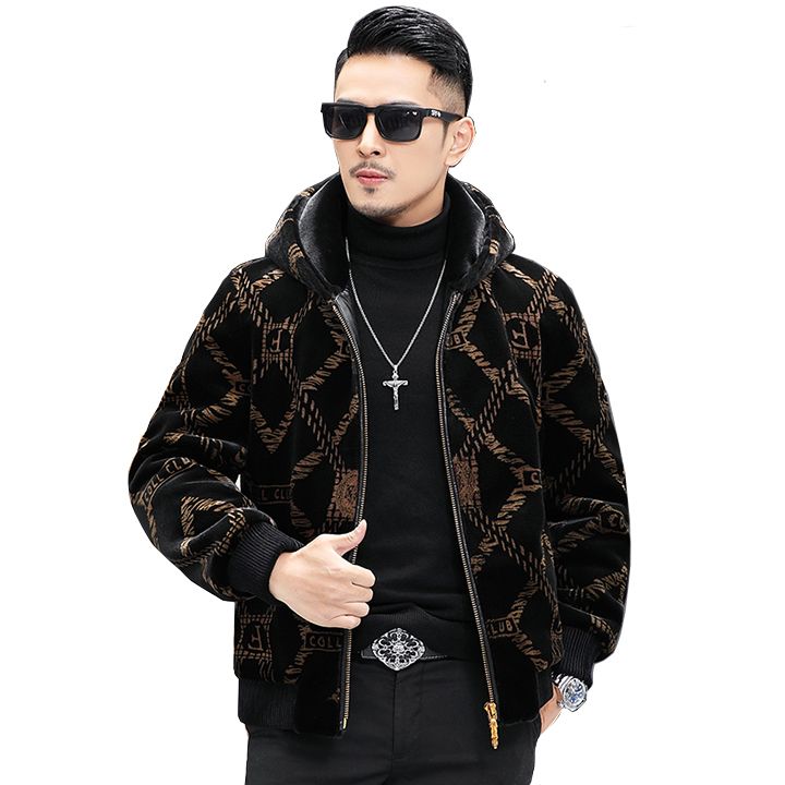 Áo khoác nam lông cừu liền mũ C117A3309