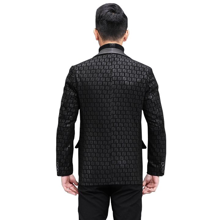 Áo Vest nam da cừu bề mặt in hoạ tiết hình học