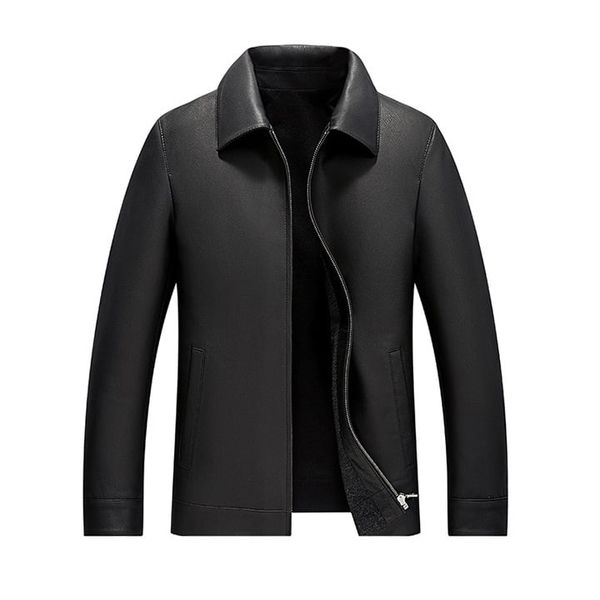 Áo khoác nam da cừu cổ bẻ trơn