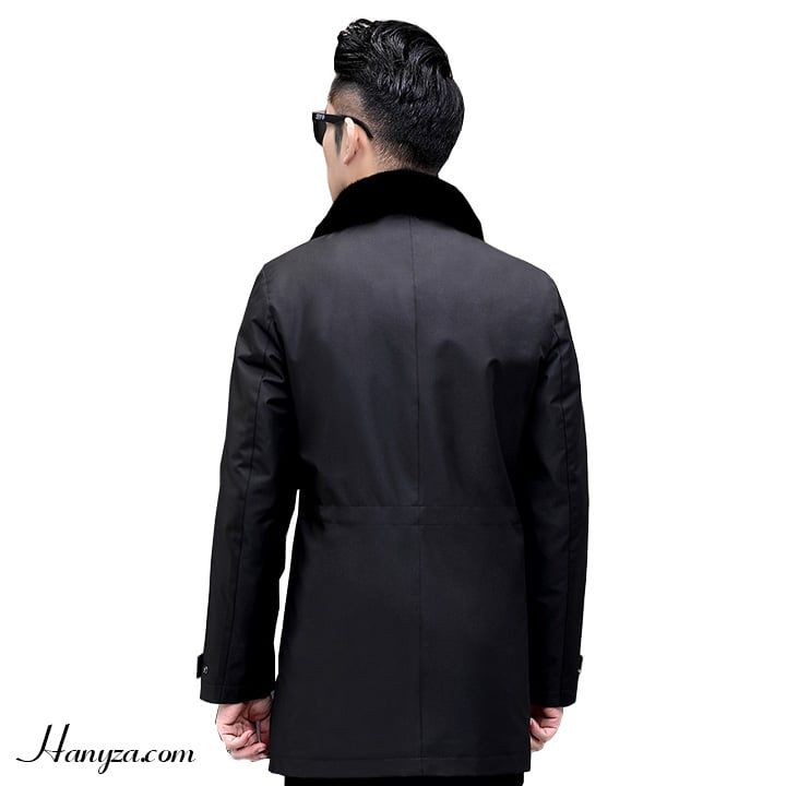 Áo khoác nam lông chồn dáng ngắn