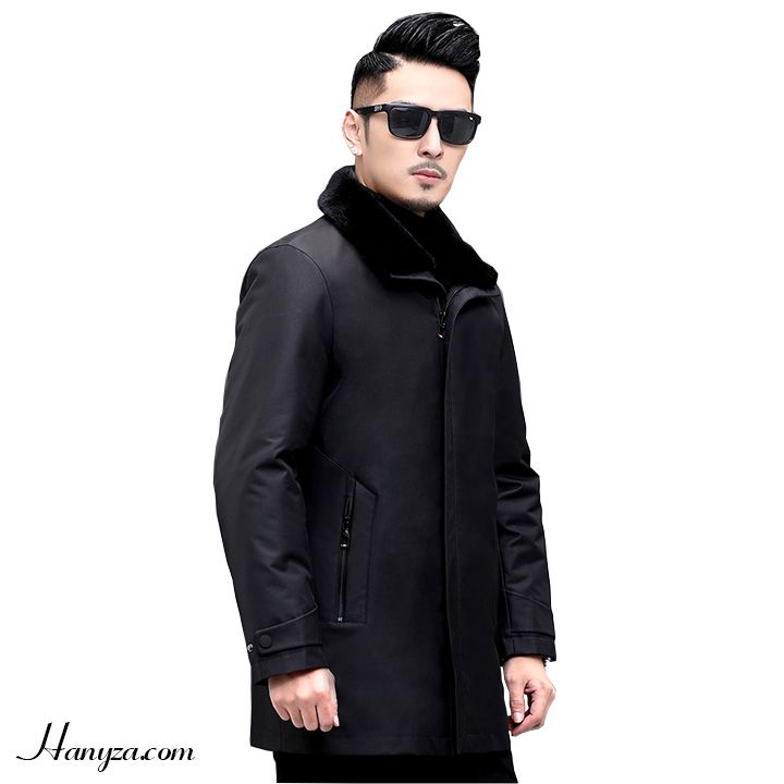 Áo khoác nam lông chồn dáng ngắn