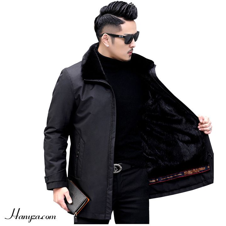 Áo khoác nam lông chồn dáng ngắn
