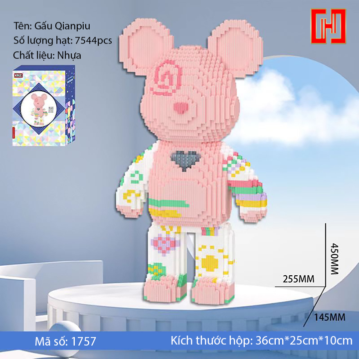 Bộ lắp ráp hình gấu Bearbrick 3D size 45cm