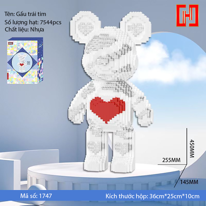 Bộ lắp ráp hình gấu Bearbrick 3D size 45cm