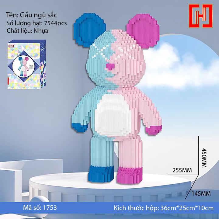 Bộ lắp ráp hình gấu Bearbrick 3D size 45cm