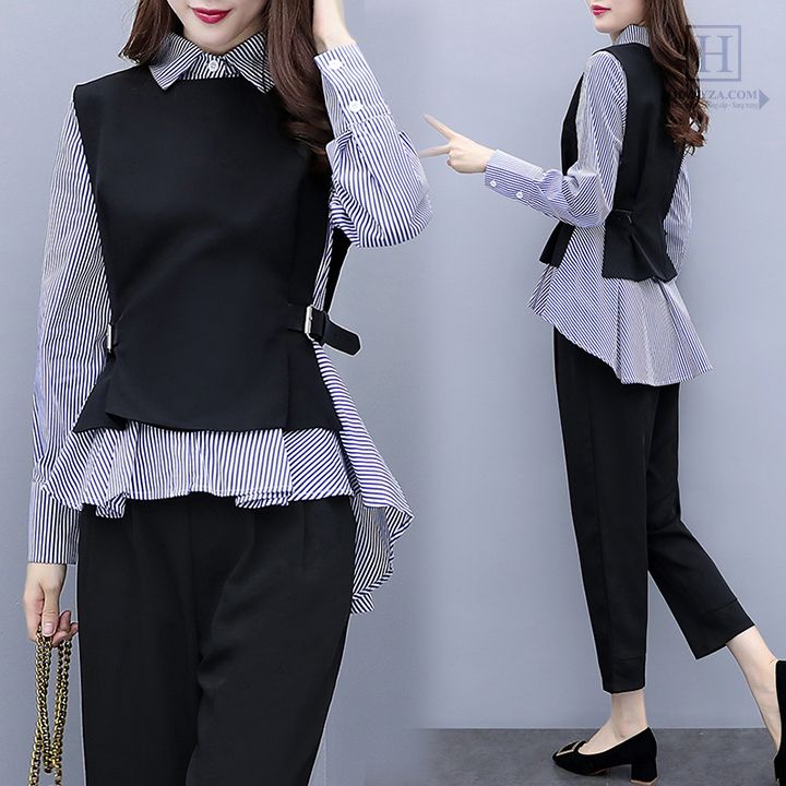 Mùa thu mới bộ 2 mảnh nữ over size