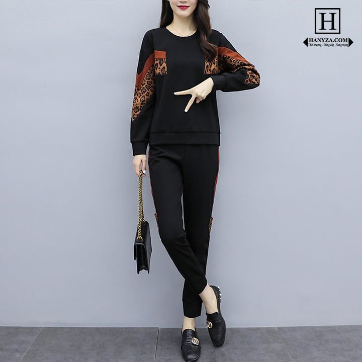 Bộ đồ nữ 2 mảnh Casual size họa viết vân báo