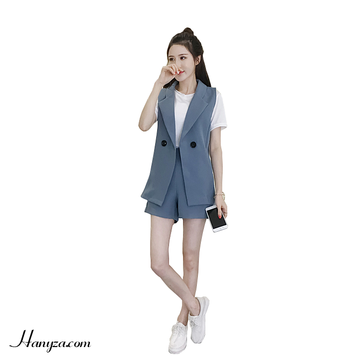 Bộ Vest nữ ngắn tay phối quần short phong cách Hàn Quốc  Hanyza Store