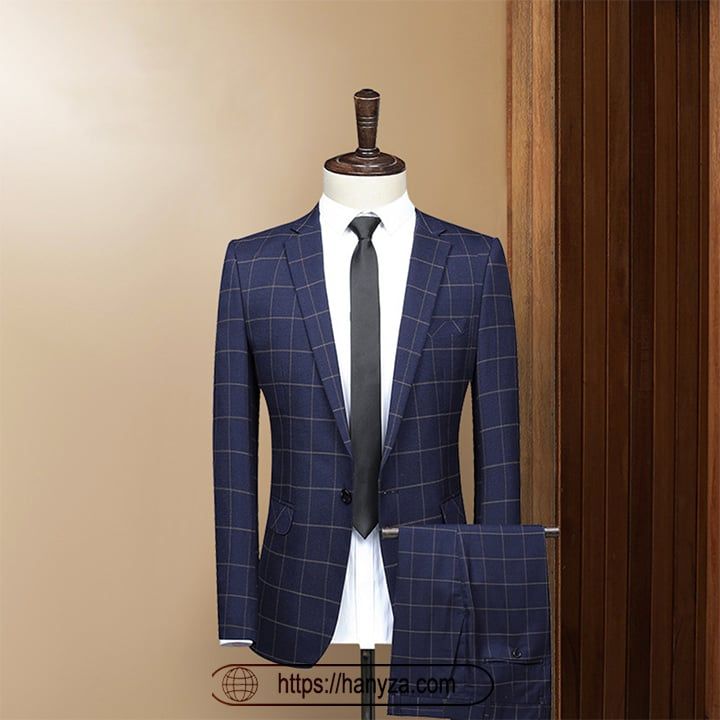 BỘ VEST NAM MÀU XÁM BẠC HỌA TIẾT KẺ CARO CAO CẤP 615