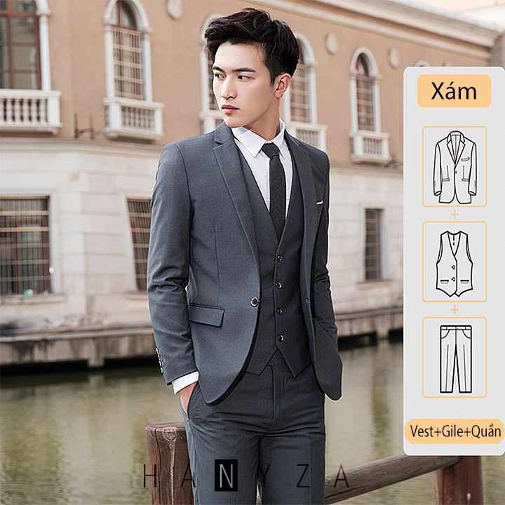 Bộ vest nam 3 mảnh một khuy cài JR6237