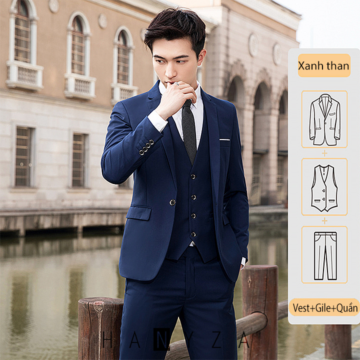 Bộ vest nam 3 mảnh một khuy cài JR6237