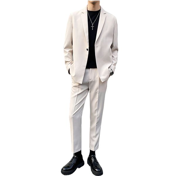 Bộ vest nam quần ống cộc áo rộng phong cách Hàn Quốc