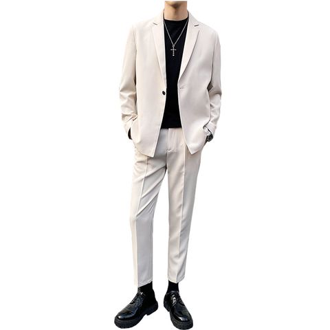 Bộ vest nam quần ống cộc áo rộng phong cách Hàn Quốc