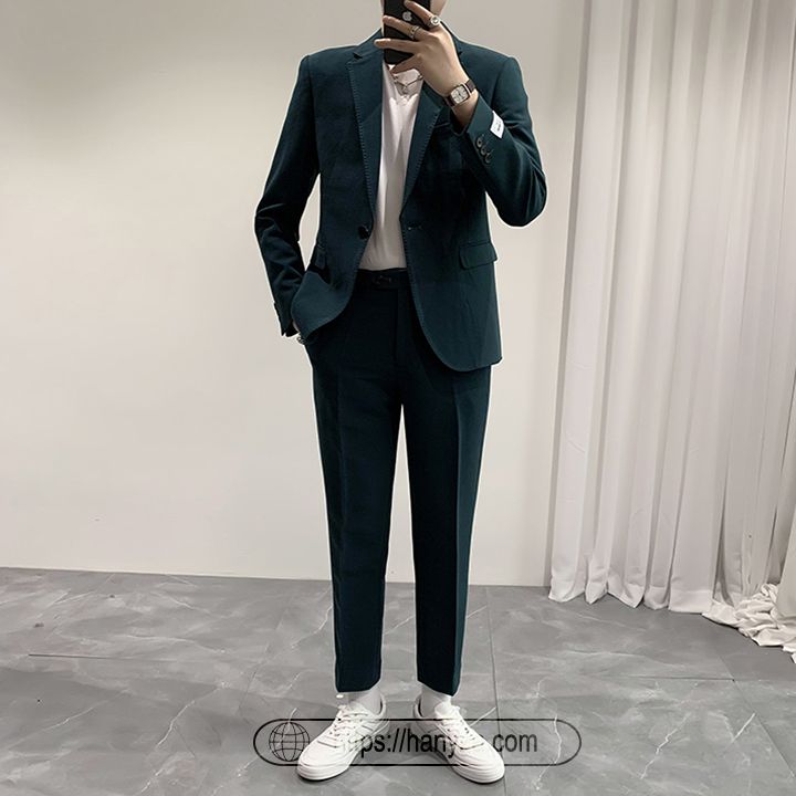 Bộ vest mỏng nam quần ống cộc áo 1 khuy cài