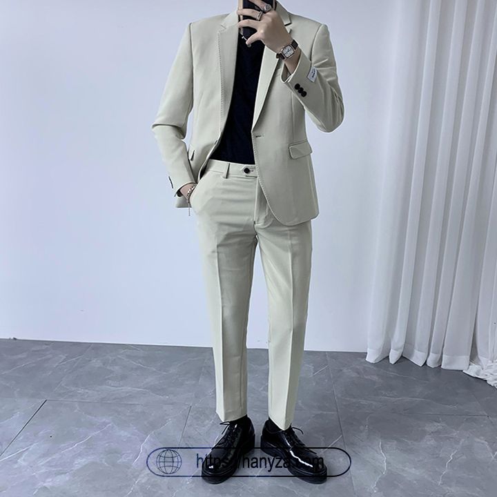 Bộ vest mỏng nam quần ống cộc áo 1 khuy cài