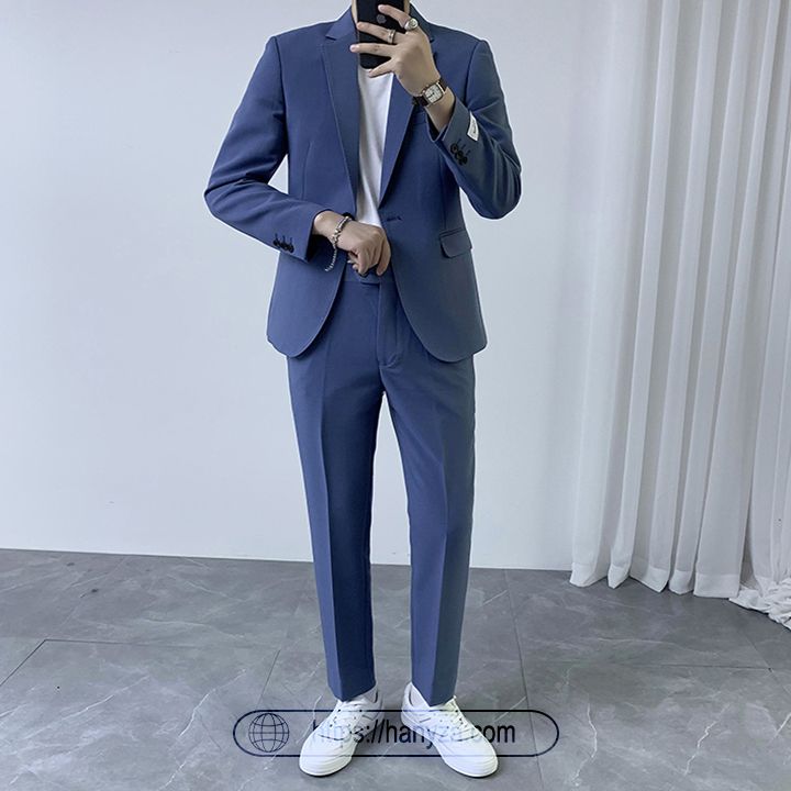 Bộ vest mỏng nam quần ống cộc áo 1 khuy cài