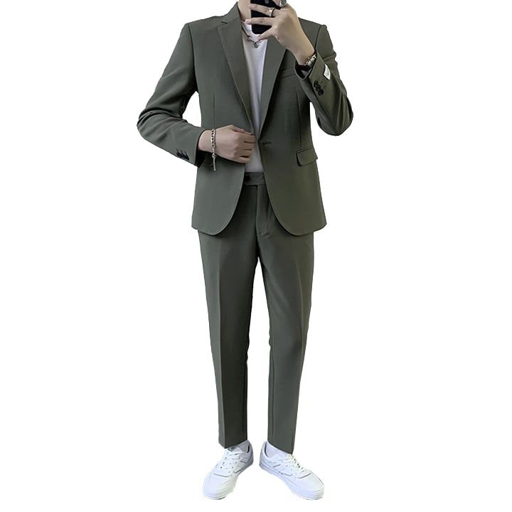 Bộ vest mỏng nam quần ống cộc áo 1 khuy cài