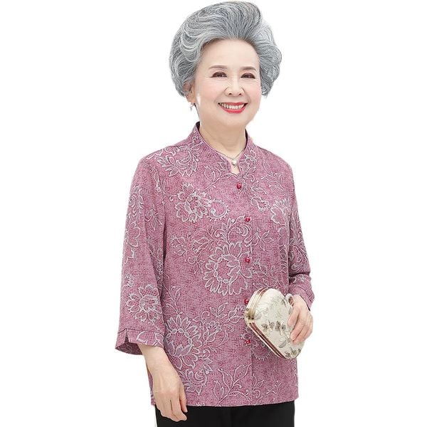 Áo sơ mi trung niên và người lớn tuổi cổ tàu tay lỡ