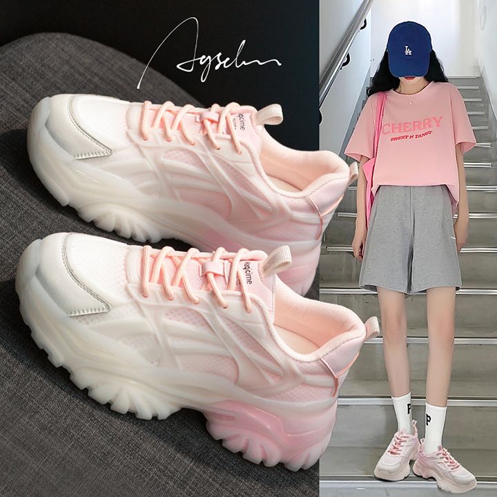 Giày thể thao nữ Agsdon đế 5.5cm phối màu Gradient