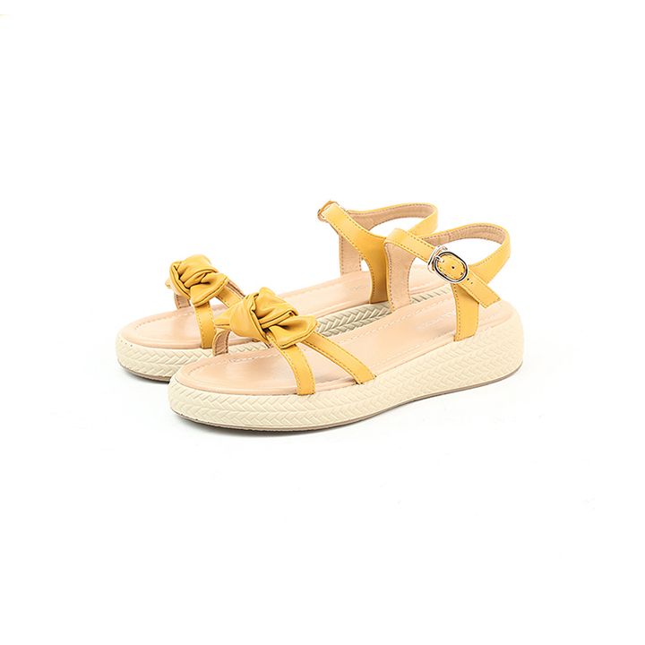 Sandal nữ Exullmode 4.3cm quai da thắt nơ