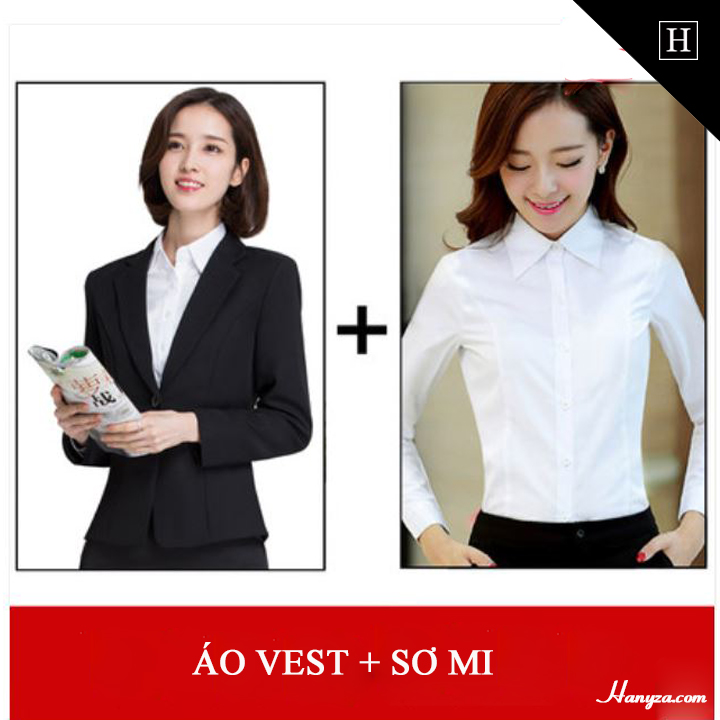 Bộ đồ công sở nữ Thanh lịch ( Áo vest + sơ mi + chân váy + quần âu )