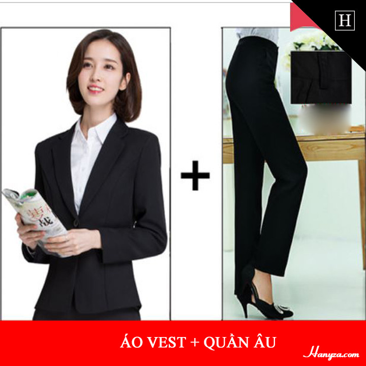 Bộ đồ công sở nữ Thanh lịch ( Áo vest + sơ mi + chân váy + quần âu )