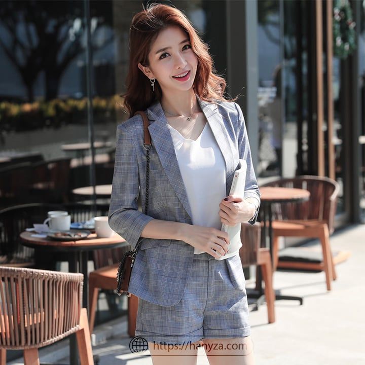 SET VEST CARO QUẦN SHORT KÈM ÁO TRONG  Áo vest blazer nữ