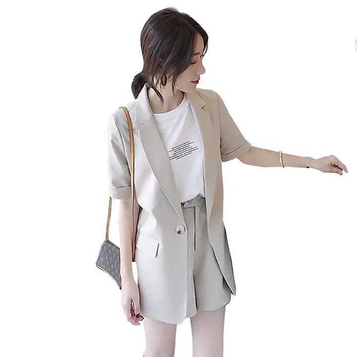 Bộ Đồ Vest Nữ Trơn NK FASHION NKBD2207001 Thiết Kế Cổ Ve Xuôi Kiểu Dáng Lịch