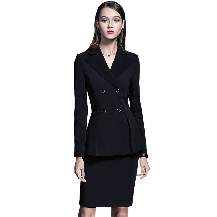 Hanyza cao cấp bộ Vest nữ 2 hàng cúc chiết eo sang trọng