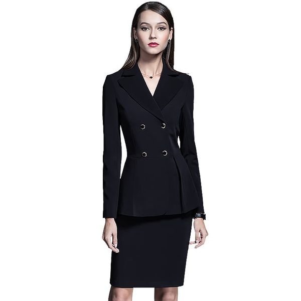 Hanyza cao cấp bộ Vest nữ 2 hàng cúc chiết eo sang trọng