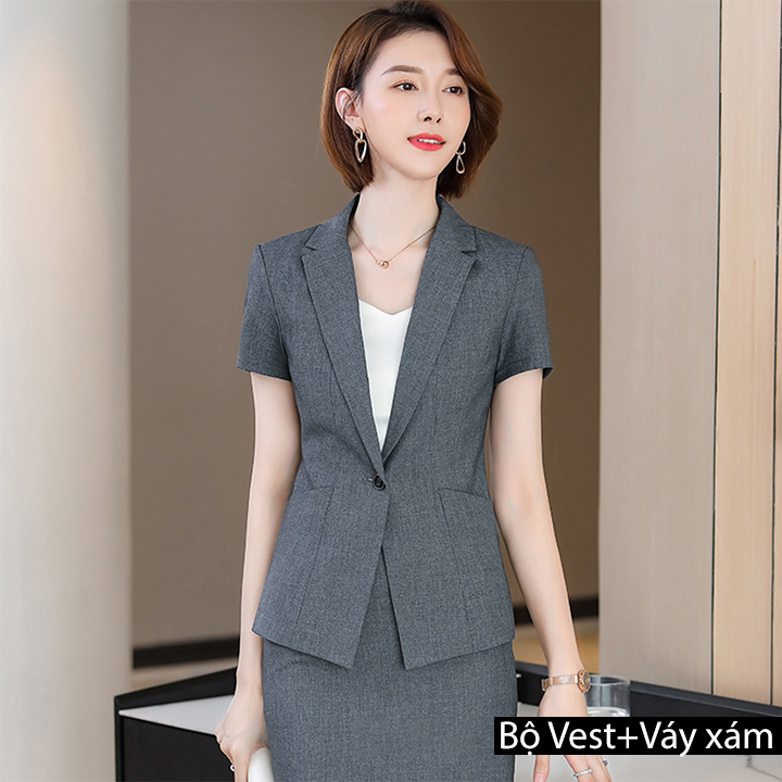 Bộ vest nữ ngắn tay phong cách đơn giản MQYR-3202