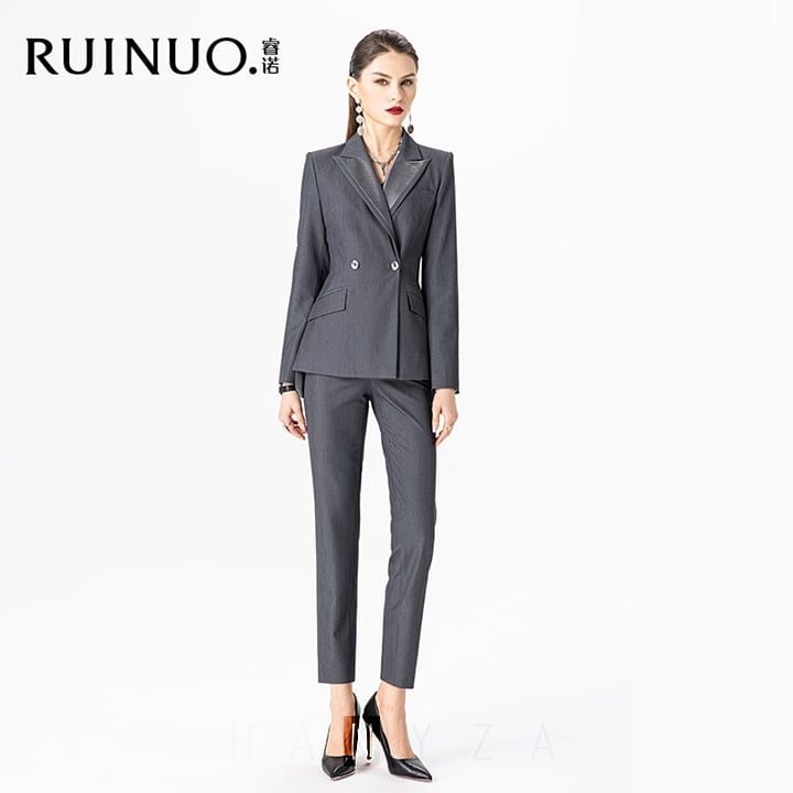 [R&N] Bộ vest nữ cao cấp RUINUO lệch tà thời trang