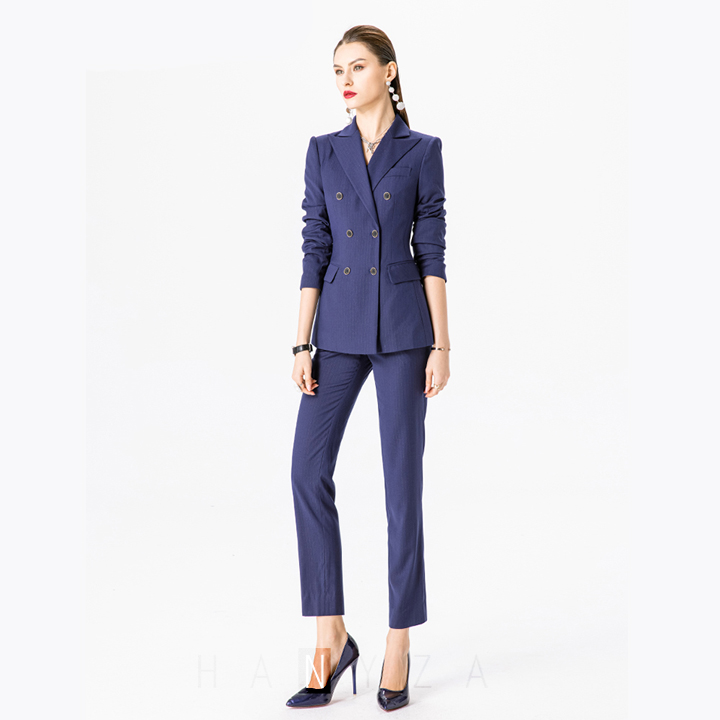 [R&N] Bộ vest nữ cao cấp sọc xanh RUINUO X21502BU