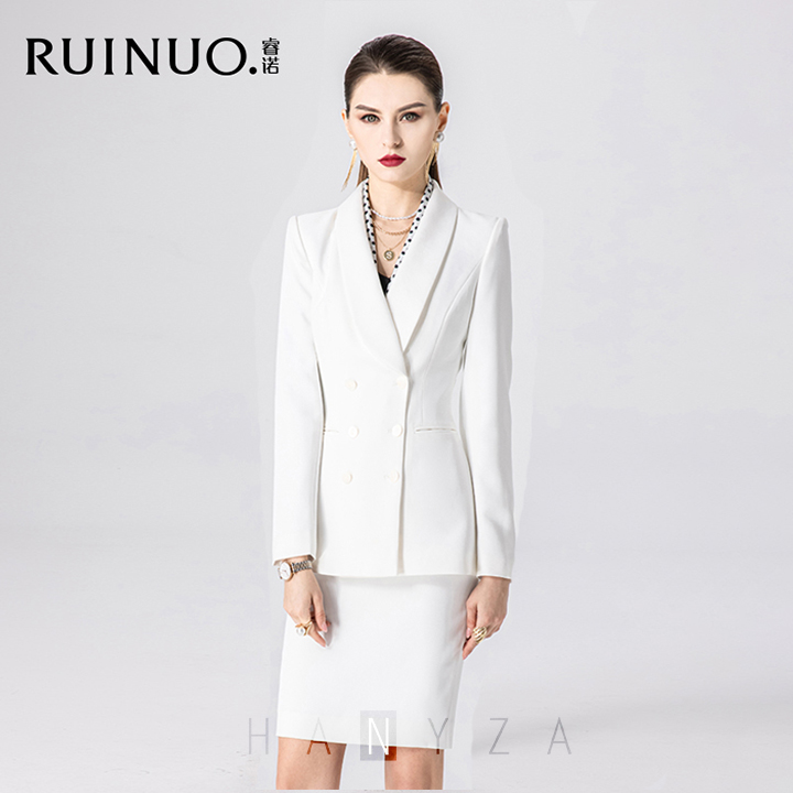 [R&N] Bộ vest trắng nữ cao cấp RUINUO X21570WH