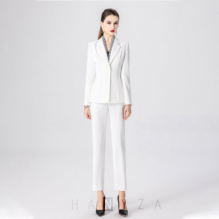 [R&N[ Bộ vest công sở nữ màu trắng RUINUO X21568WH