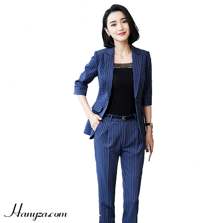 Bộ Vest nữ 4 món tay lỡ kẻ sọc